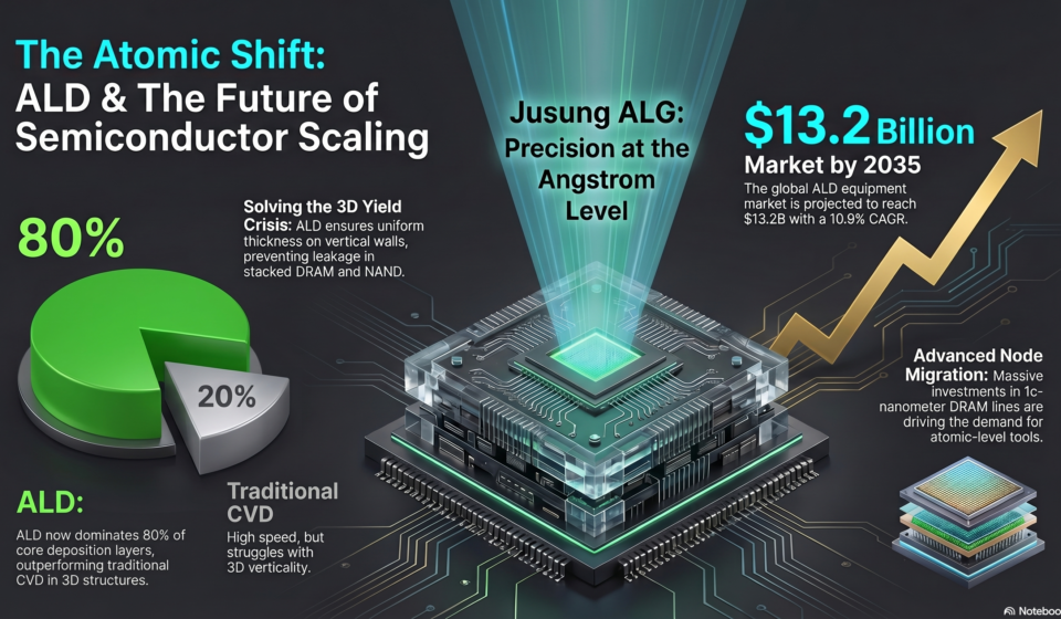 Semiconductor ALD market share 80% and $13.2 billion growth forecast infographic