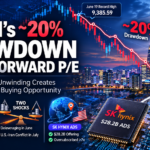 KOSPI’s ~20% Drawdown vs. 6x Forward P/E: Why Technical Unwinding Creates an Asymmetric Buying Opportunity Financial infographic illustrating the KOSPI's approximately 20% correction from its June 19 record high, forward P/E compression to around 6x despite rising EPS, and SK hynix's Nasdaq ADS listing as a potential catalyst for Korean semiconductor stocks.
